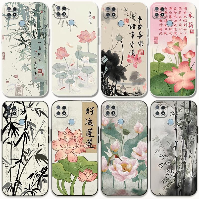 适用红米10a手机壳荷花中国风Redmi 10A保护套竹子新中式防摔镜头全包边Redmi10a软胶套学生国潮男女情侣磨砂