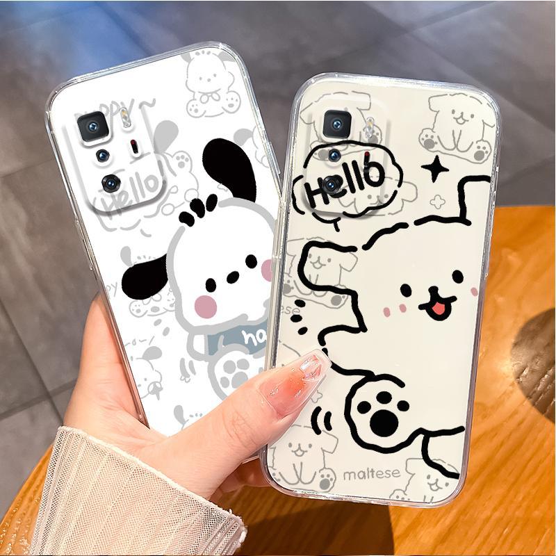 适用Redmi 10x 4G 5G版手机壳线条小狗好看红米note10保护套创意荷花个性note10pro可爱男女防摔软胶情侣全包