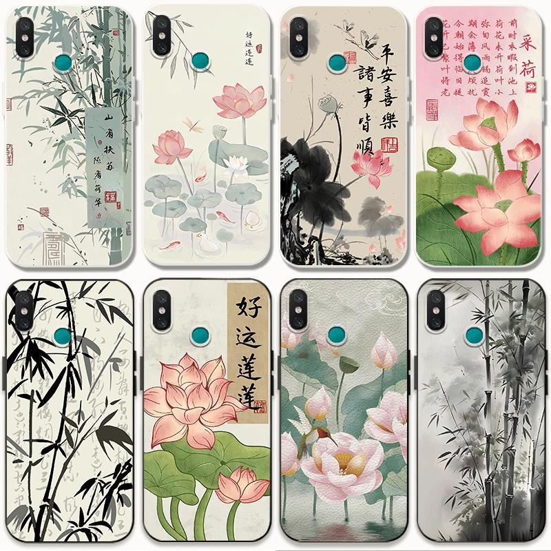 适用小米8手机壳竹子米8se荷花新