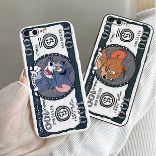 8plus防摔6splus软胶保护套可爱少女 8美元 适用猫和老鼠iPhone6s苹果5s 6s七八7plus手机壳汤姆情侣se2苹果7