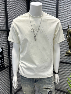 棉质宽松打底T恤衫 夏季 体恤男装 圆领涂鸦高端设计感纯棉短袖 新款