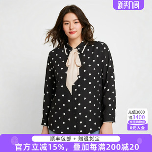 新款 春装 时尚 波点飘带衬衫 724127010 胖太太大码 上衣宽松长袖 女装