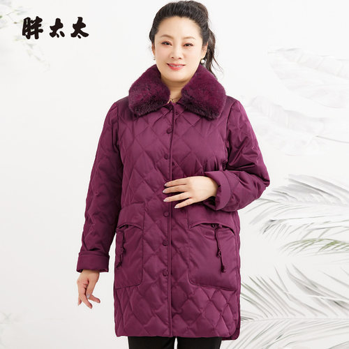 胖太太羽绒服毛领中国风风格
