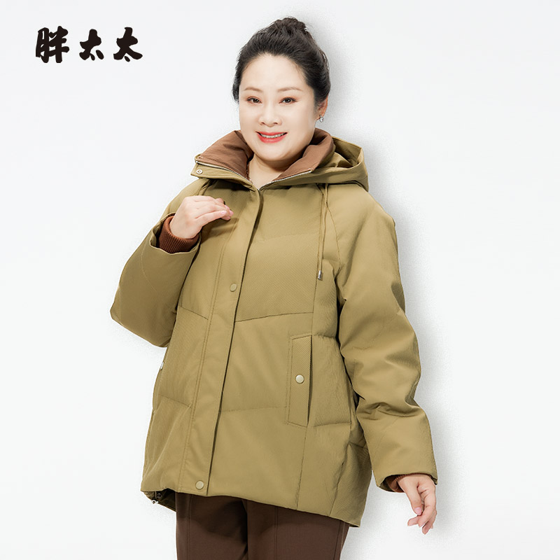 胖太太连帽宽松休闲中厚款