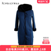 冬新款 胖太太大码 女装 皮毛一体双面穿水貂毛领羊毛外套620407310