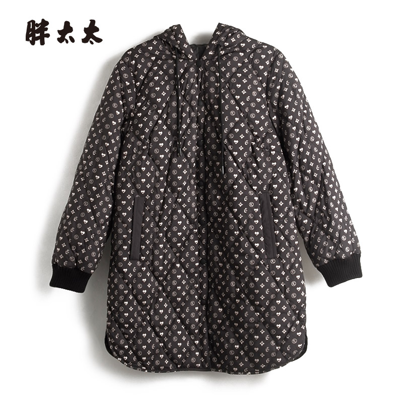 连帽羽绒服胖太太花色图案