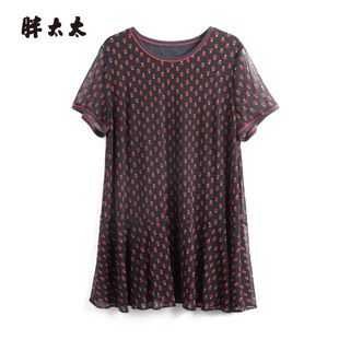 雪纺衫 新款 圆领短袖 潮323215610 上衣打底小衫 女装 胖太太大码 夏季