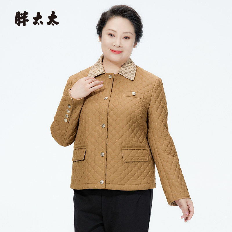 胖太太棉服翻领纳格小香风