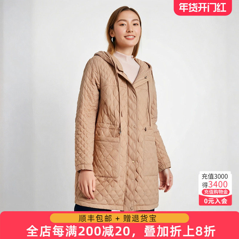 胖太太大码女装冬季新品咖色 纳格连帽棉服中长保暖外套823401310,女装/女士精品,大码棉服,淘宝优惠券,粉丝福利购,淘宝优惠卷
