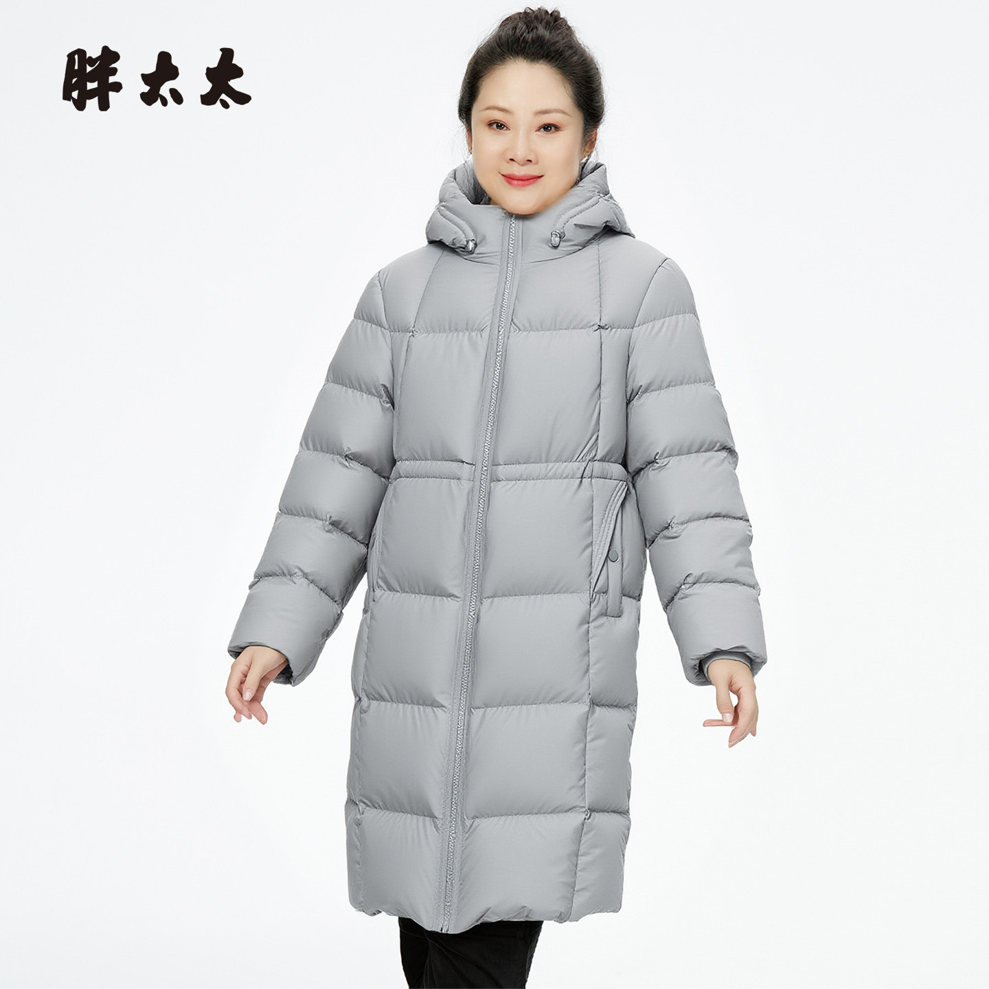 胖太太大码女装冬新品连帽羽绒服长款外套时尚显瘦洋气325400210