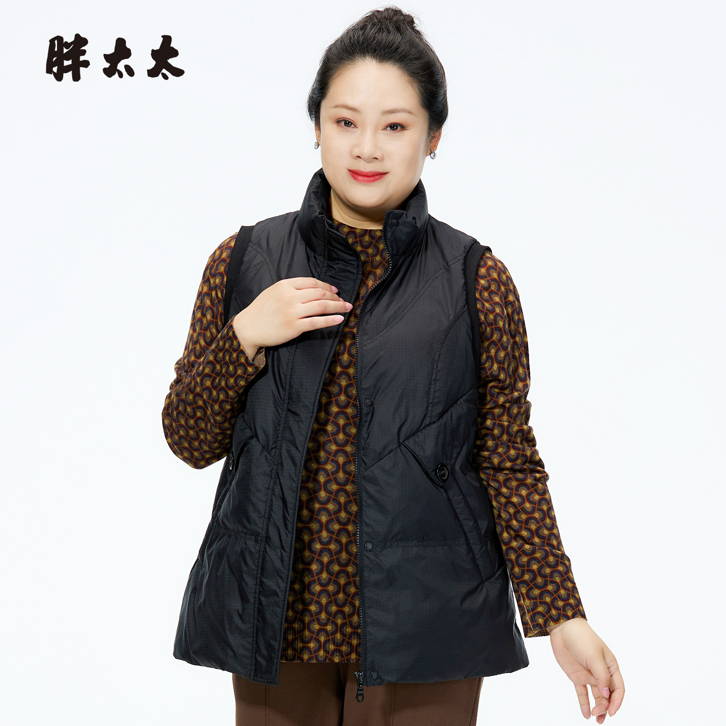 胖太太冬季新品羽绒服马甲上衣