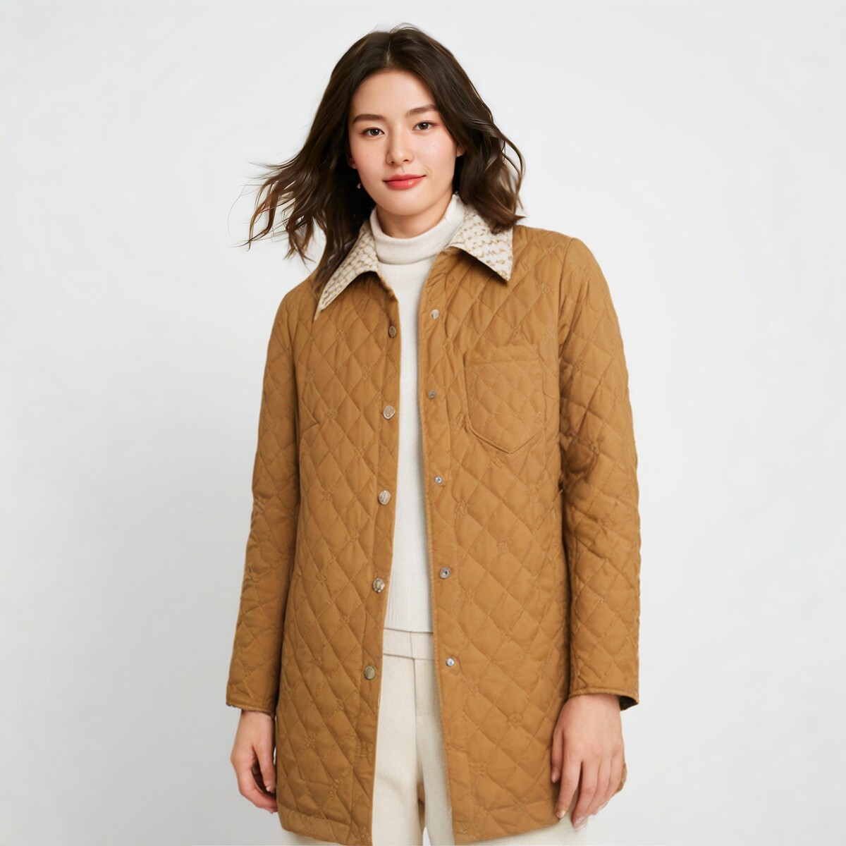 胖太太棉服翻领纳格宽松