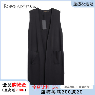 针织弹力直筒时尚 胖太太大码 新品 春装 中长休闲马甲419111310 女装