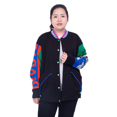 胖太太外套适中韩版宽松针织拼接