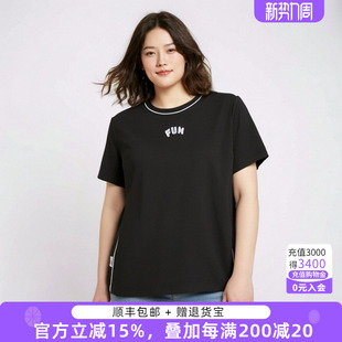 女装 短款 夏季 字母图案上衣圆领T恤衫 潮723200111 新款 胖太太大码