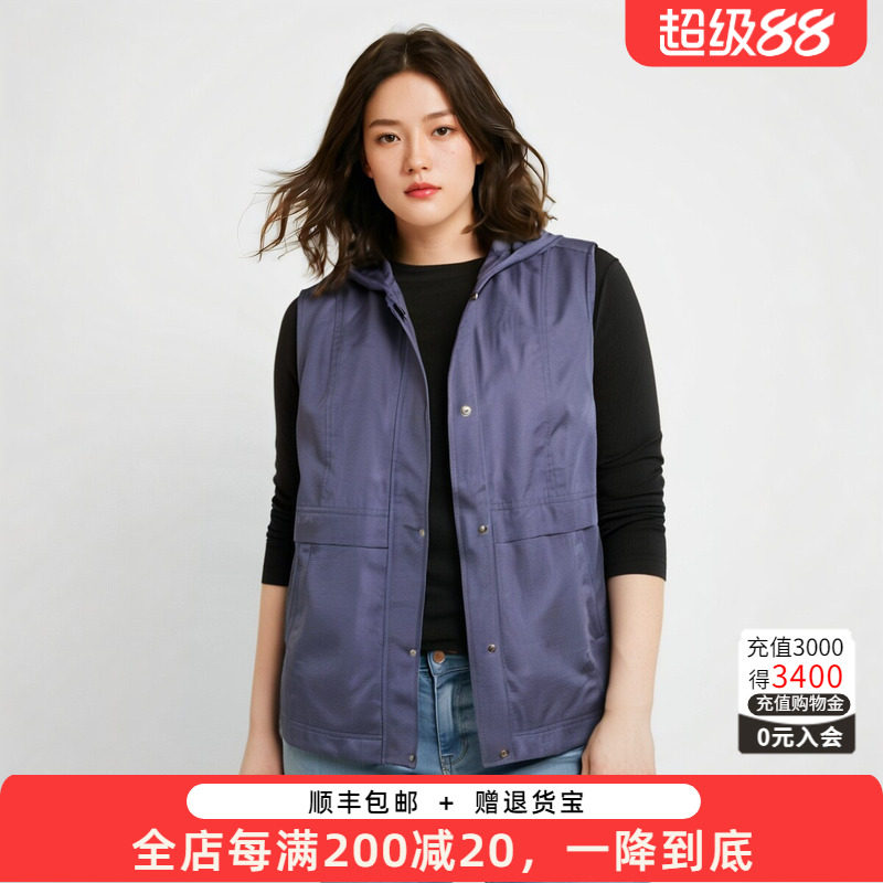胖太太马夹连帽宽松韩版舒适