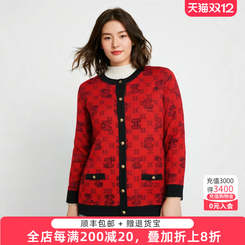 小香风格针织衫胖太太长袖圆领