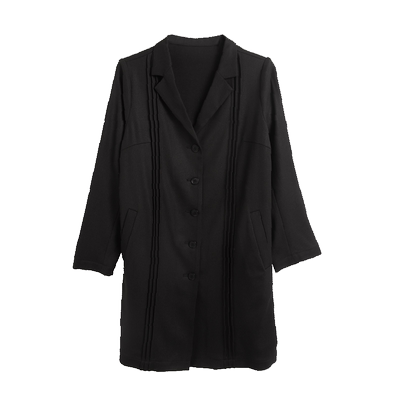 胖太太大码时尚捏褶黑色显瘦外套