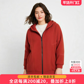 秋冬新品 胖太太大码 女装 休闲宽松纯色拉链连帽夹克外套821303913