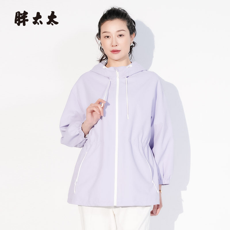 胖太太连帽外套宽松