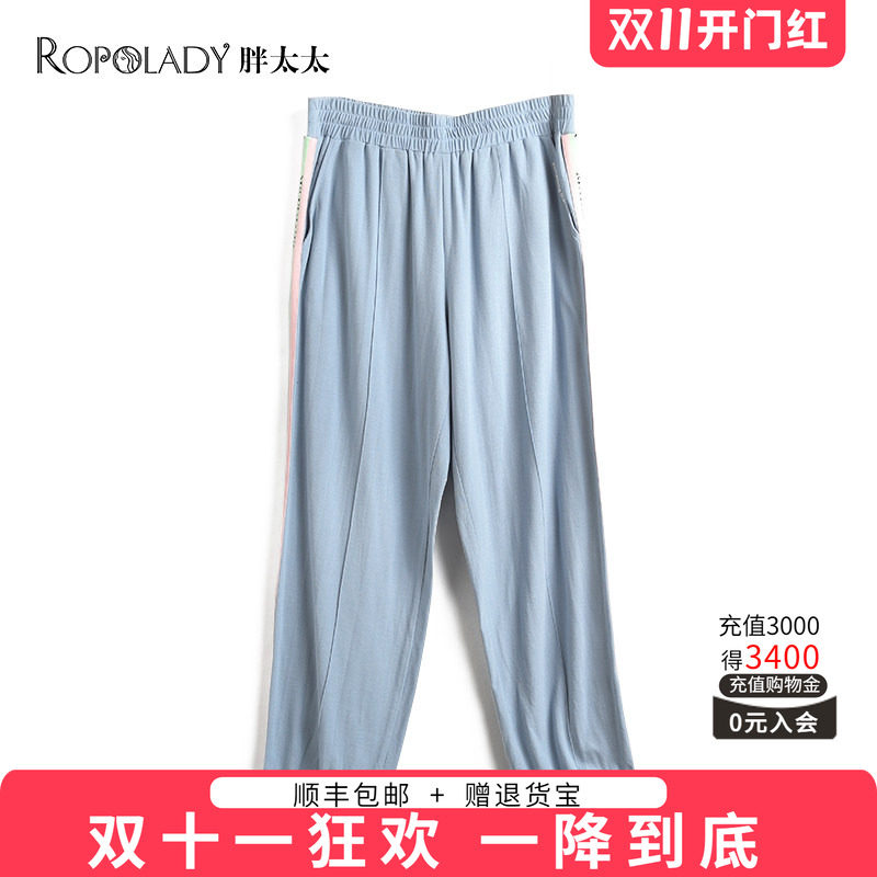 胖太太运动裤适中舒适宽松织带