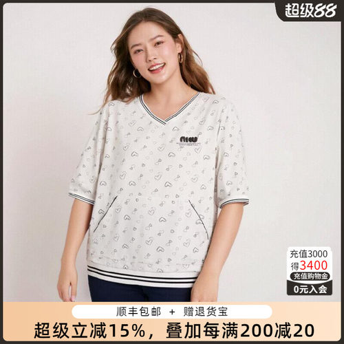 胖太太T恤卡通图案宽松舒适