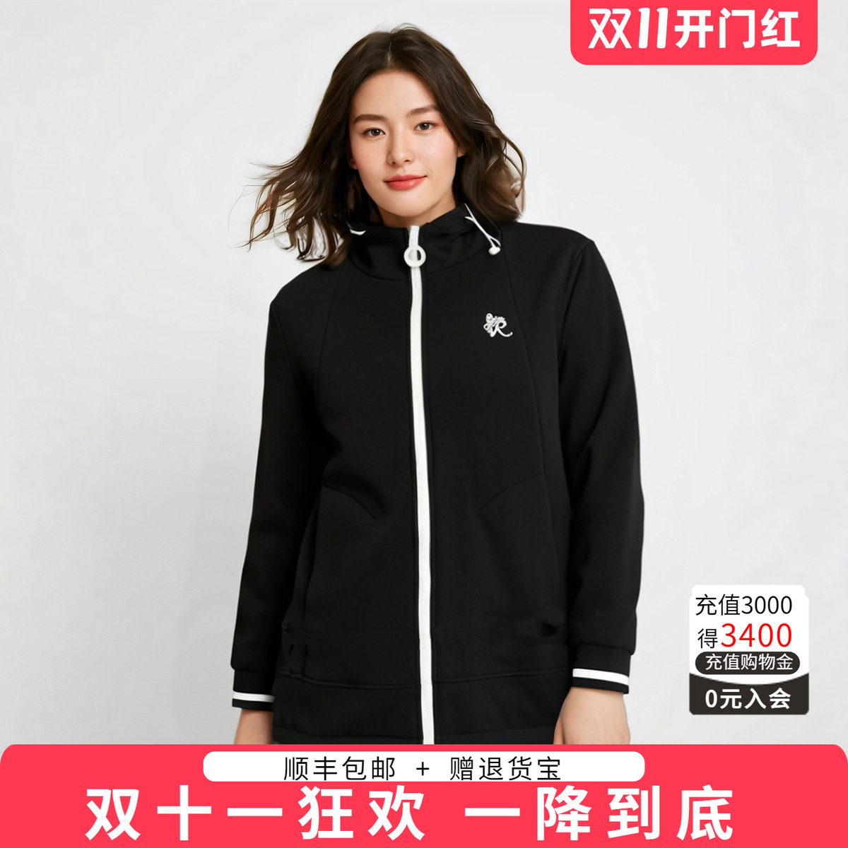 连帽外套胖太太加绒宽松