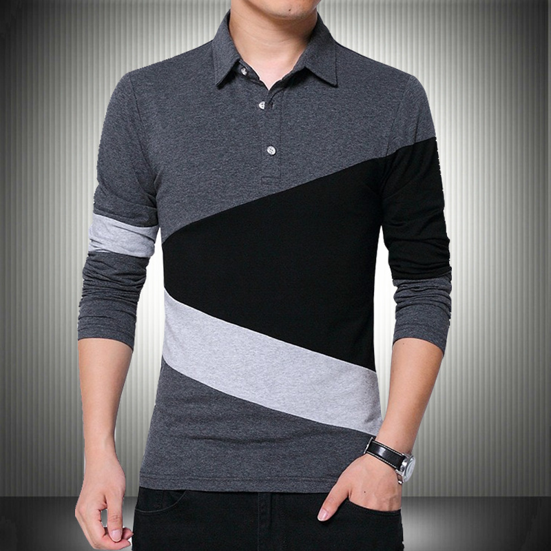 【M-5XL】条纹撞色纯棉干练长袖