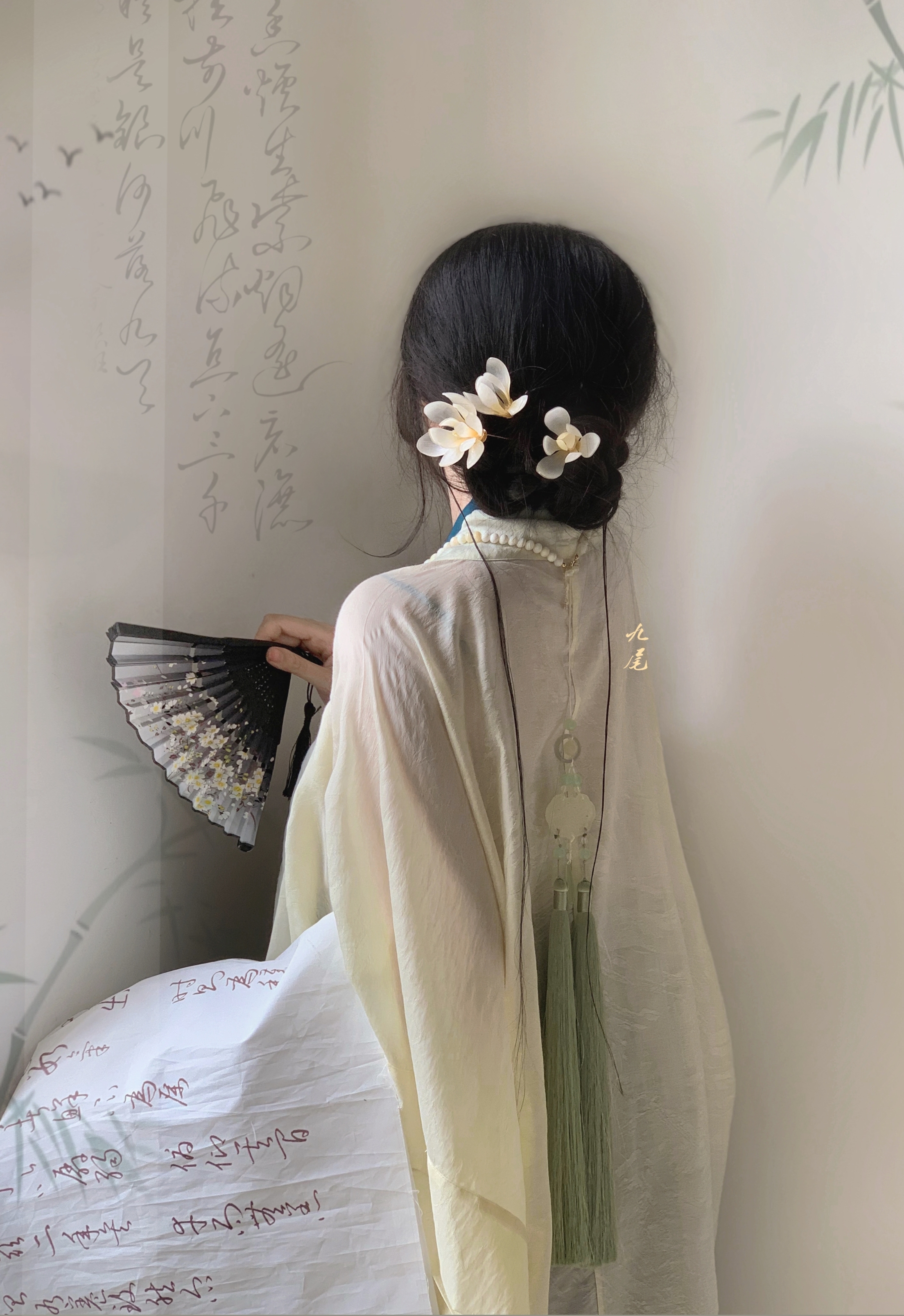 忘川手作热缩白玉兰发簪古风汉服旗袍国风简约盘发日常发插  玲珑