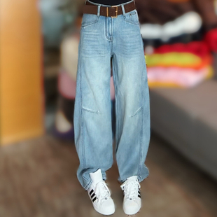 韩版 时尚 高腰加绒加厚牛仔裤 女士休闲宽松弯刀裤 冬季 百搭长裤 新款