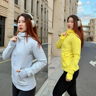 Scuba紧身~潮流修身显瘦全拉链斜口袋加绒连帽卫衣-17地上-B034