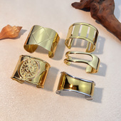 欧美时尚 不锈钢手镯镀金设计小众光面简约钛钢首饰女跨境饰品