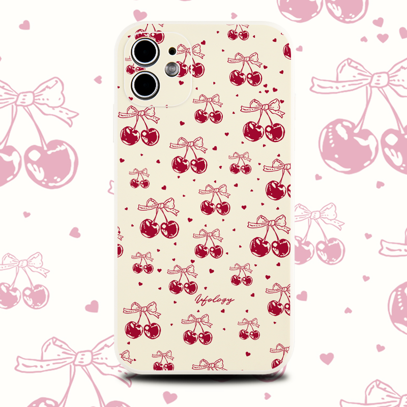 巷午 甜美蝴蝶结樱桃适用于苹果1614华为mate70opporeno13小米15硅胶手机壳vivox200p荣耀300红米note14/k80p