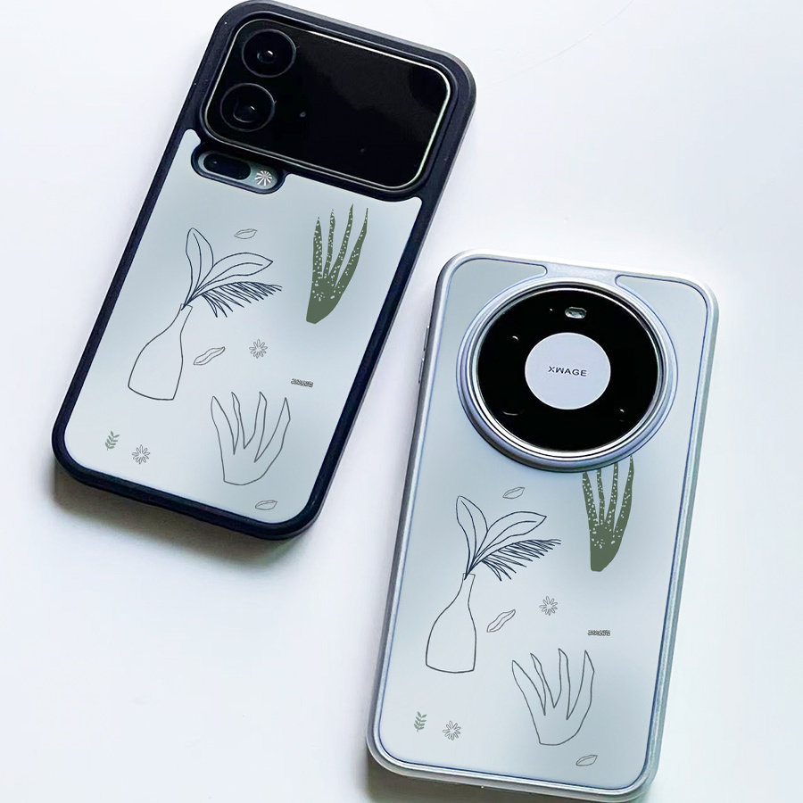 巷午ins风文艺清新植物插画适用于华为m80苹果17荣耀magic8碳纤维手机壳opporeno15小米17红米k90三星vivos30