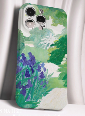 巷午 春夏绿色油画风用于苹果14华为mate50/p60nova11荣耀90opporeno10小米13红米k40手机亮面硬壳vivox80s16