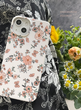 巷午 蝴蝶碎花适用苹果13/11promaxXR华为p50e小米12亮面手机硬壳