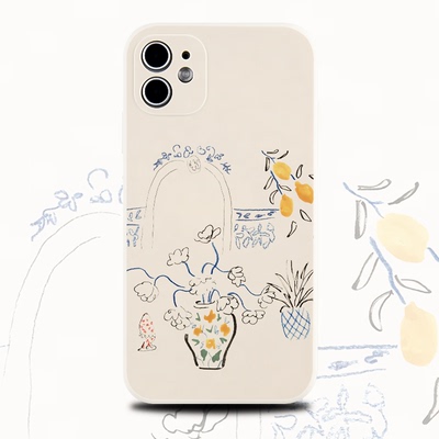 巷午 涂鸦松弛感花朵适用于苹果15/14华为nova12mate60荣耀100/oppofindx7小米14手机壳vivox90红米k70e文艺
