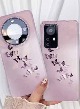 巷午 紫色蝴蝶适用于苹果15/14小米13/vivos17OPPOreno10一加ace2华为mate60p/nova11荣耀x50i菲林亮面手机壳