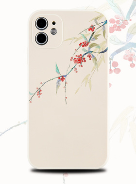 巷午 中式温柔红豆用于苹果15华为nova12mate6050荣耀100/oppofindx7小米14/13手机壳vivox100红米k70/iqoo12