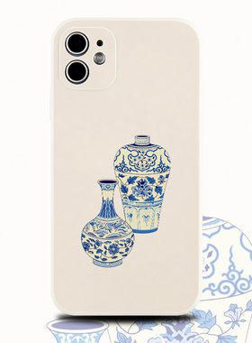 巷午 中式简约青花瓷瓶于苹果15华为nova11mate60荣耀100/opporeno11小米14手机壳vivos18红米note13/iqoo12