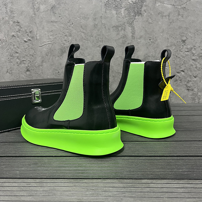 MENS AUTUMN NEW LEATHER CHELSEA BOOTS CASUAL VERSATILE HIGH TOP MARTIN BOOTS LAZY SLIP LEATHER BOOTS MEN