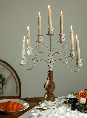 法式复古烛台摆件浪漫蜡烛台家用民宿装饰七头烛台欧式复古烛台