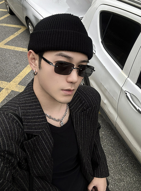 ALASYA复古方形无框墨镜中性风格男女太阳眼镜美式街拍时髦超轻