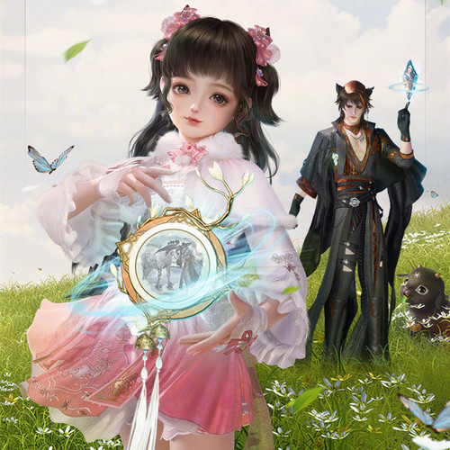 剑网三3外观联动稚梦童欢礼盒喜羊羊狼盒子耳朵黑白发衣服挂件