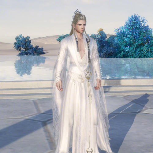 剑网三3外观 同人白菩提盒子 菩提禅音 净尘 黑白发头纱衣服