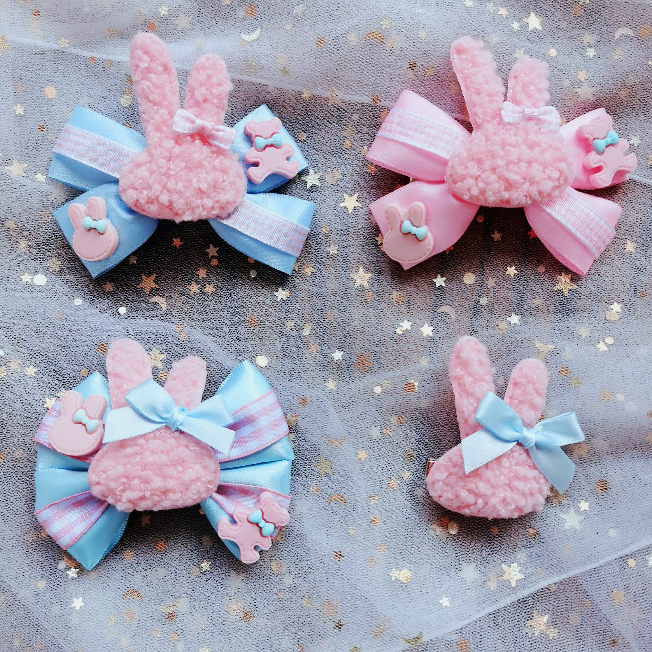 呲甜配饰兔子边夹