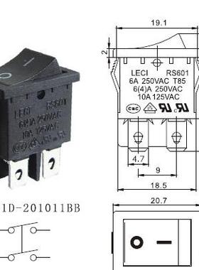 RS601D1-2010011TBB-8G 高电流16A 电源开关 CQC  VDE UL KC ENEC