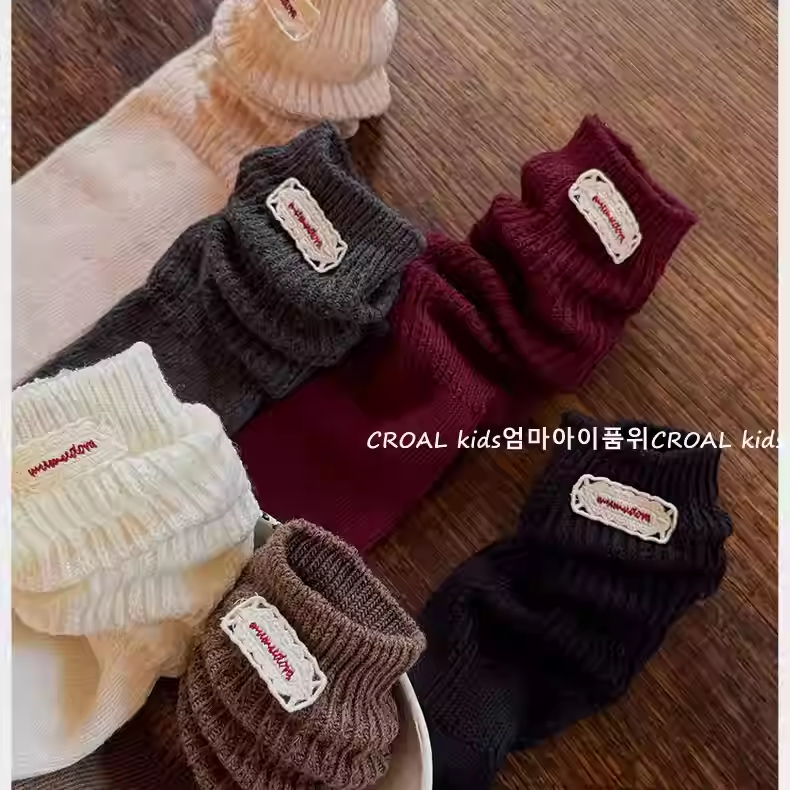 CROAL女童无跟小腿袜秋冬儿童纯色袜子婴儿宝宝过膝棉袜亲子袜子