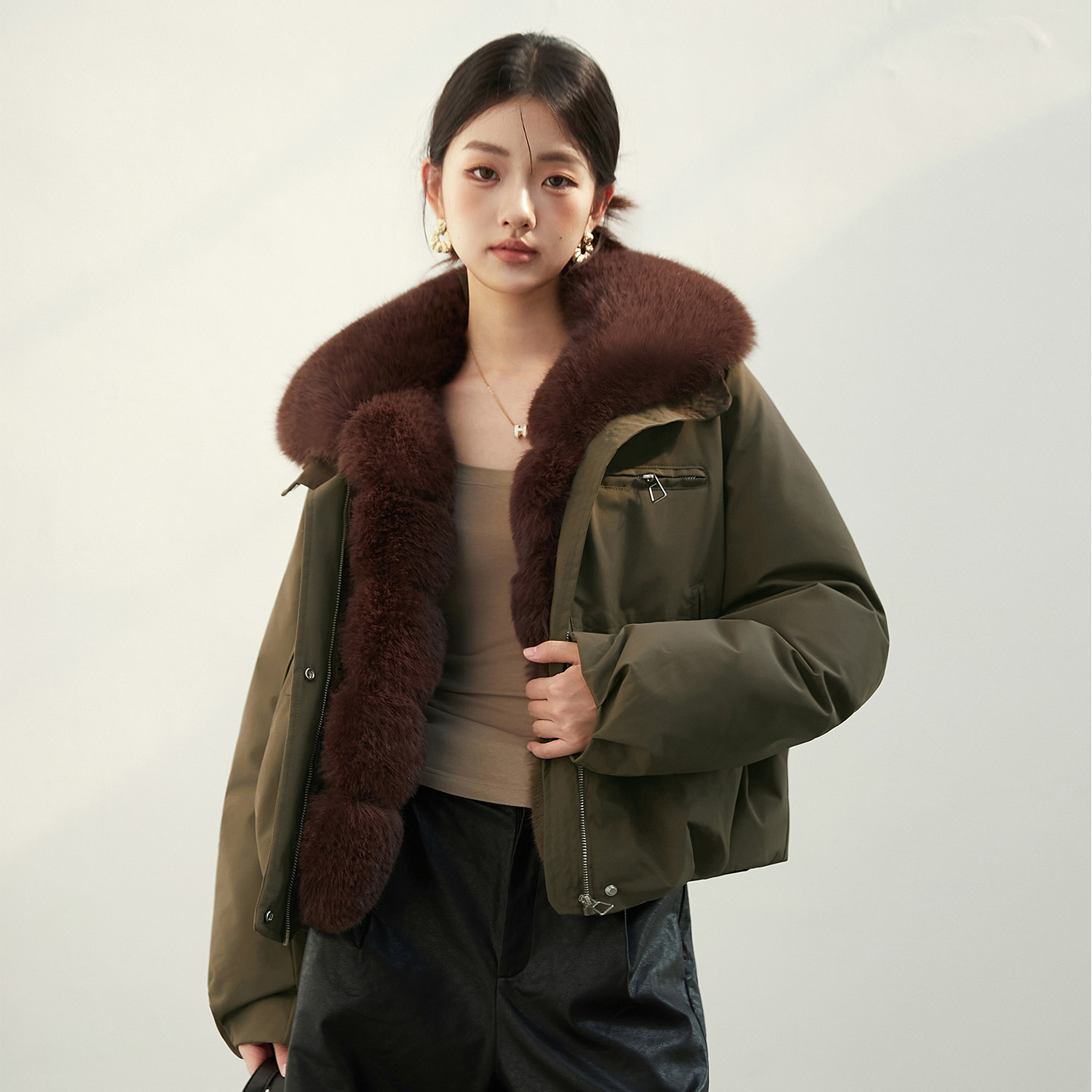 羽绒棉服女短款棉衣2026冬装新款大毛领派克服宽松加厚保暖外套潮