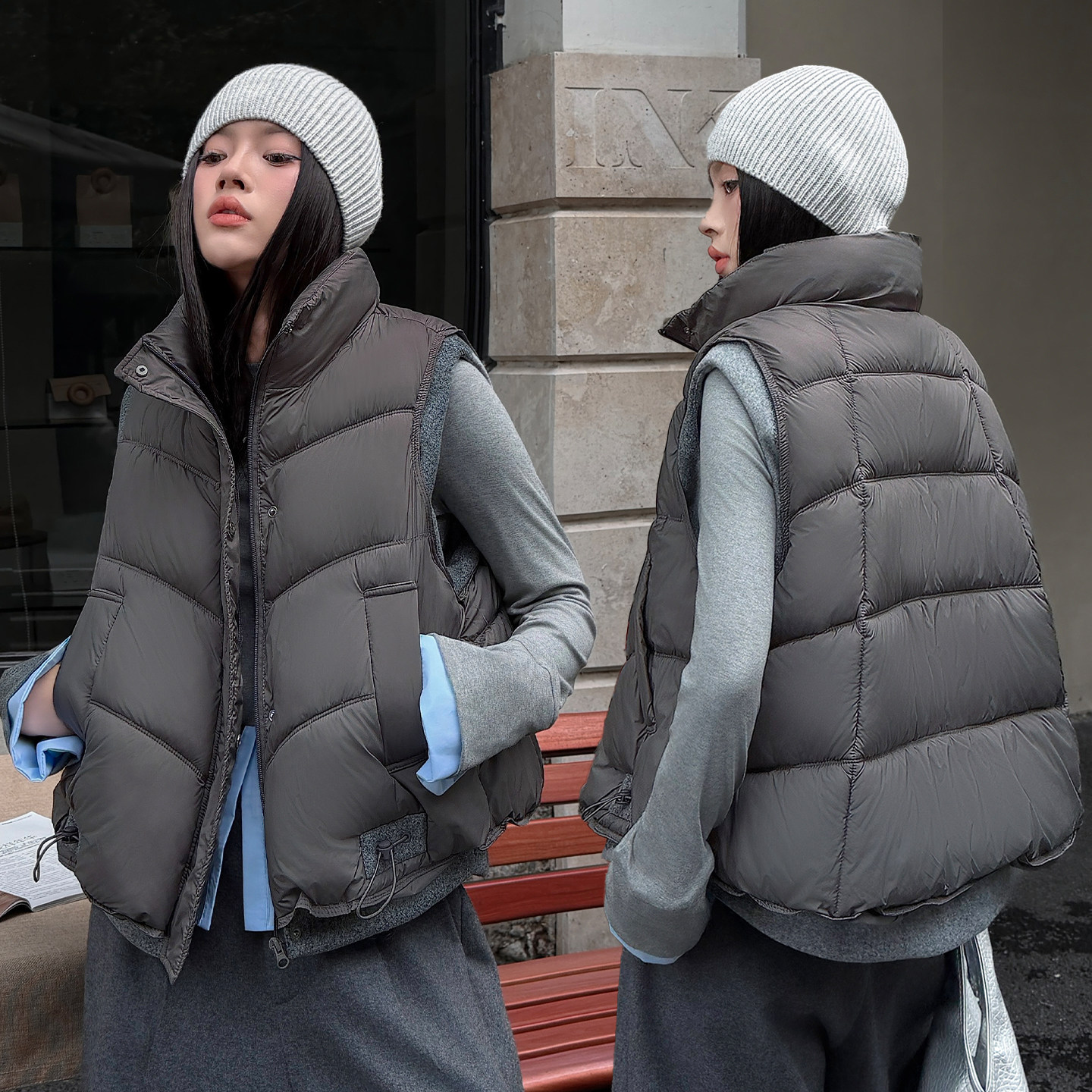2026秋冬新款加厚保暖羽绒棉马甲女韩版宽松立领无袖棉服短款外套